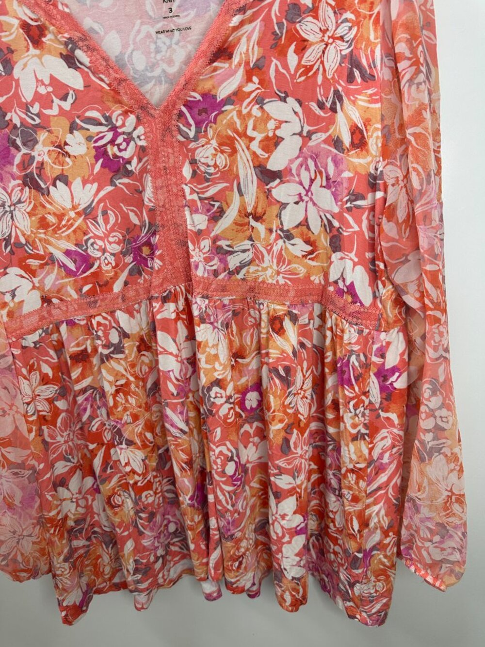 Torrid Babydoll Fabric Mix Super Soft Balloon Chiffon Sleeve Top Plus Size 3 3X - Picture 4 of 13